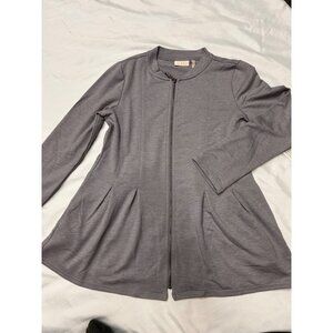 Logo Lori Goldstein Girls' XL Light Gray Zip-Up Top